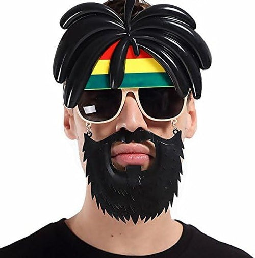 Rasta Peruklu Rasta Sakallı Bob Marley Bıyıklı Parti Gözlüğü 27x18 cm (5643)
