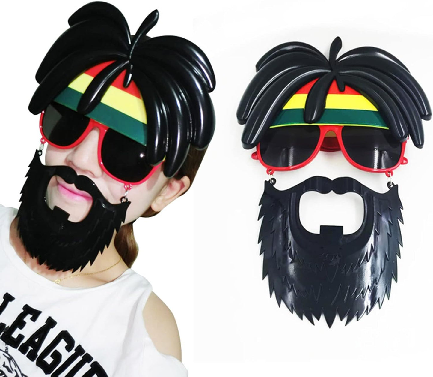 Rasta Peruklu Rasta Sakallı Bob Marley Bıyıklı Parti Gözlüğü 27x18 cm (5643)