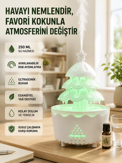 Rgb Aydınlatmalı Şans Ağacı Aromaterapi Difüzörü 250 Ml Hava Nemlendirici