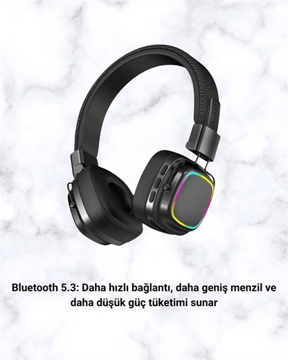 Rgb Işıklı Katlanabilir Bluetooth 5.3 Kulak Üstü Kulaklık