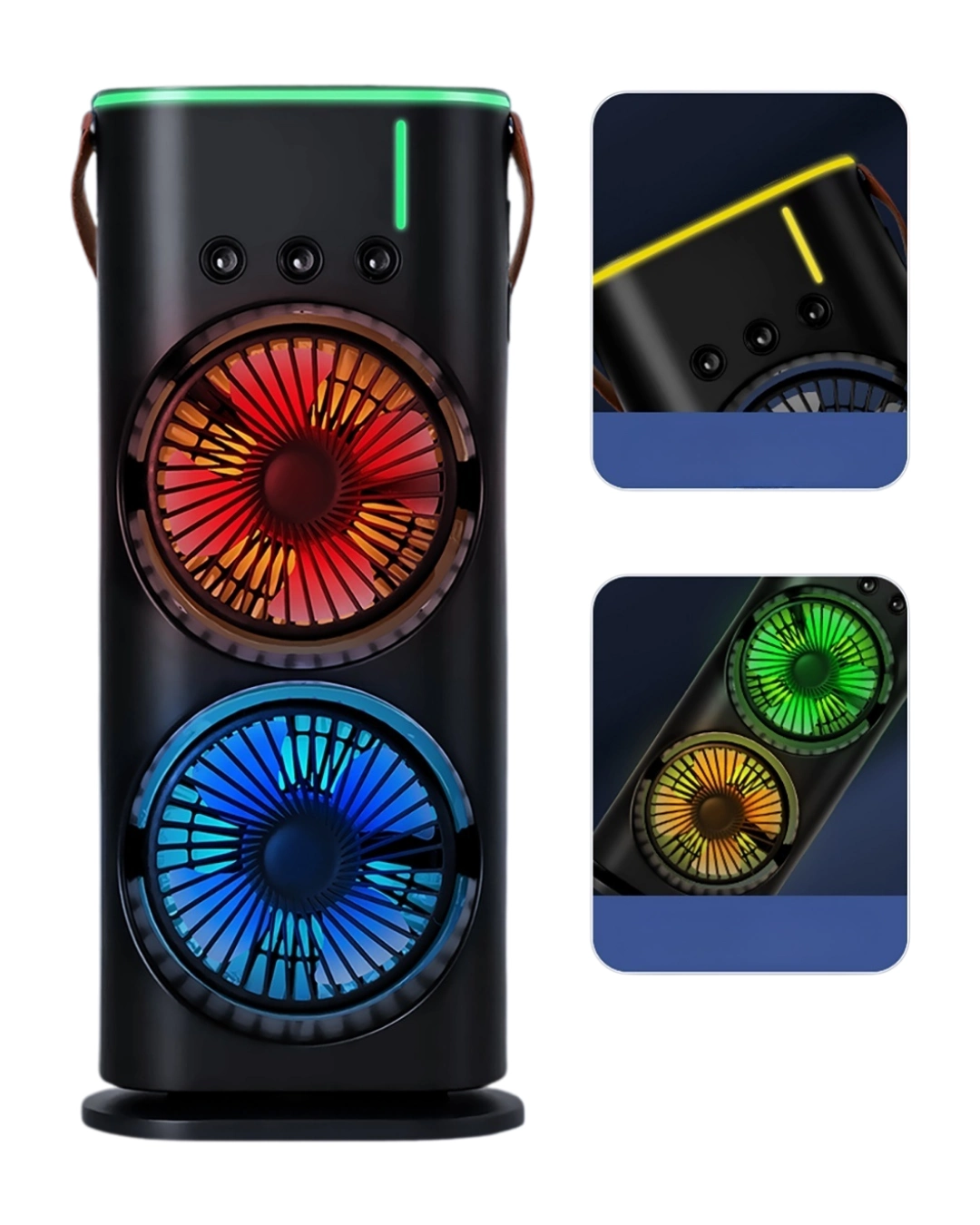 Rgb Işıklı Spreyli Masa Fanı Çift Motorlu Güçlü Üflemeli Taşınabilir Fan