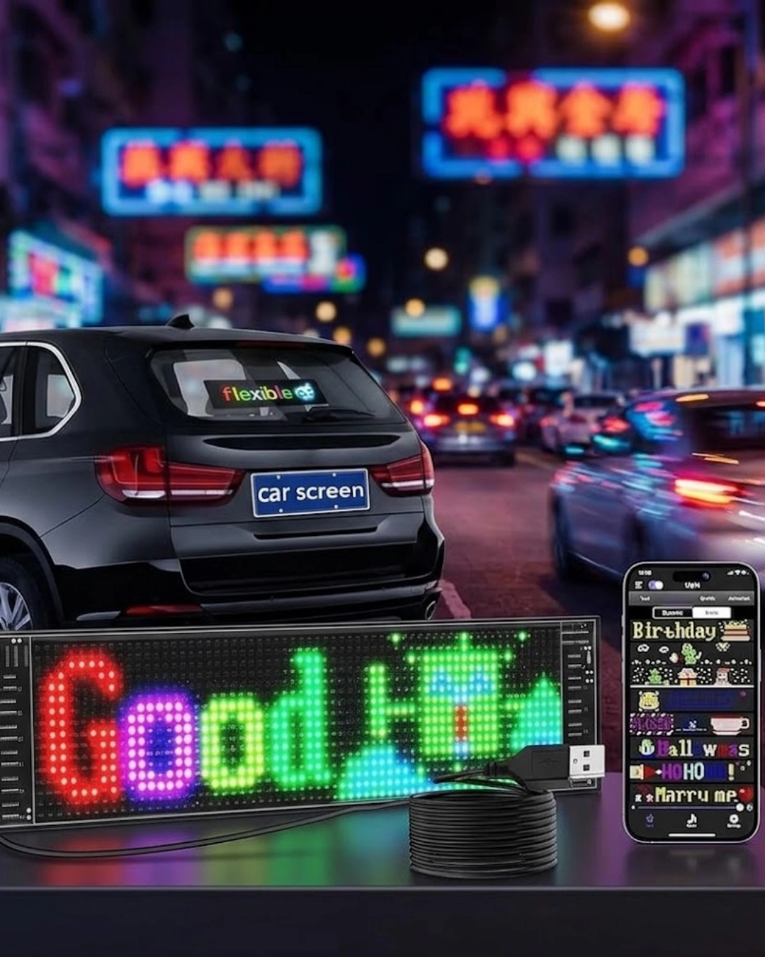 Rgb Kayan Yazı Led Panel Telefon Kontrollü Animasyonlu Akıllı Ekran