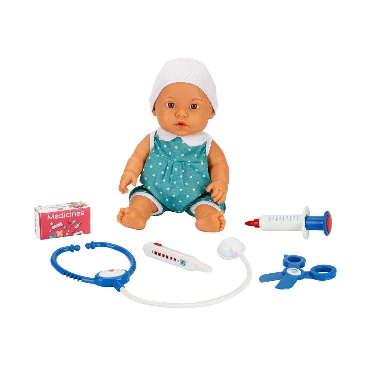 30111 Bebelou Doktor Zamanı Sesli Bebek Seti 35 cm -Sunman(Ürün oyuncaktır)