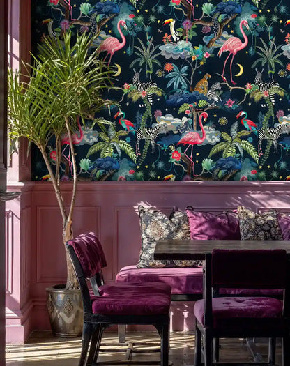 Midnight Tropical Safari Wallpaper