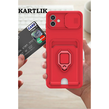 Samsung Galaxy A05 Kılıf Zuma Kartvizitli Yüzüklü Silikon - Pembe