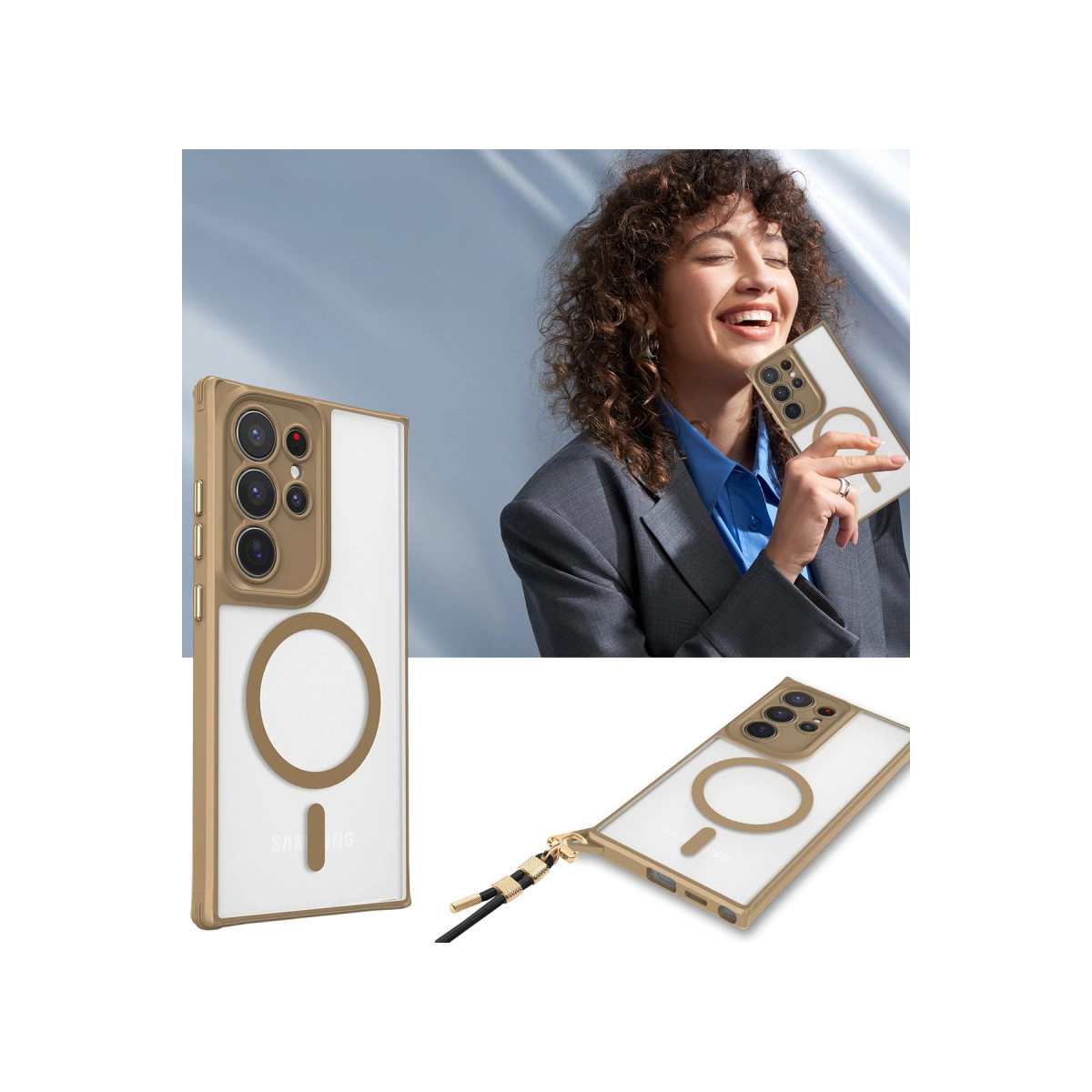 Samsung Galaxy S23 Ultra Kılıf Enka Magsafe Silikon Kılıf - Titan Gri