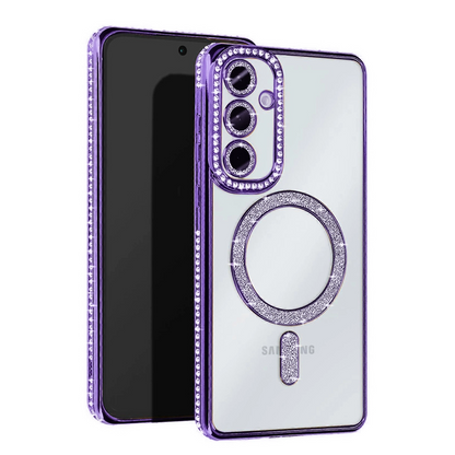 Samsung Galaxy S25 Kılıf Joke Simli Magneticsafe Kılıf - Derin Mor