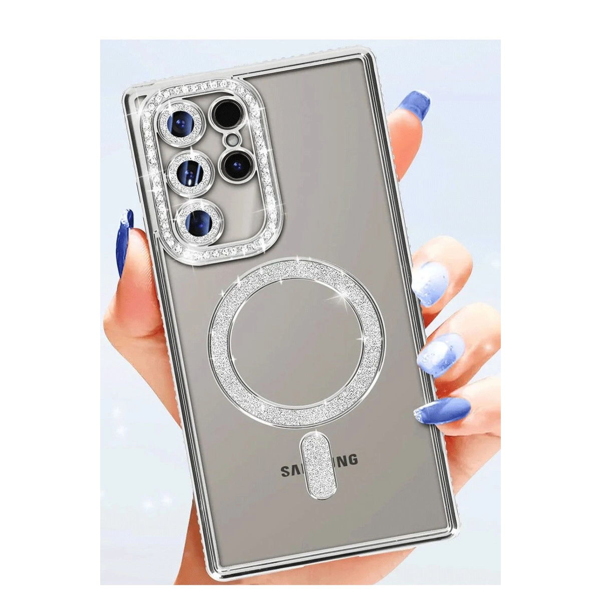 Samsung Galaxy S25 Ultra Kılıf Joke Simli Magneticsafe Kılıf - Gold