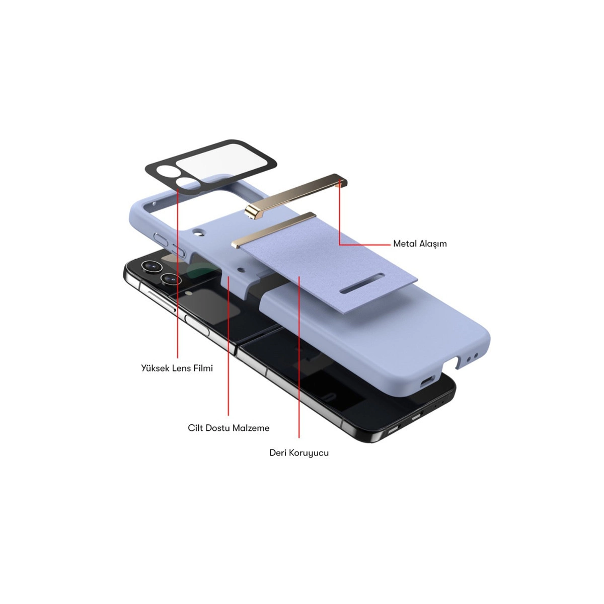 Samsung Galaxy Z Flip 3 Kılıf Belt Flip Kapak - Siyah