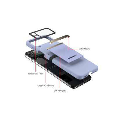 Samsung Galaxy Z Flip 3 Kılıf Belt Flip Kapak - Siyah
