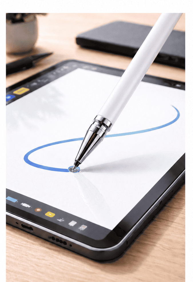 A6 Uyumlu Dokunmatik Stylus Kalem Disk Uçlu Hassas Beyaz Tablet Telefon Çizim Kalemi