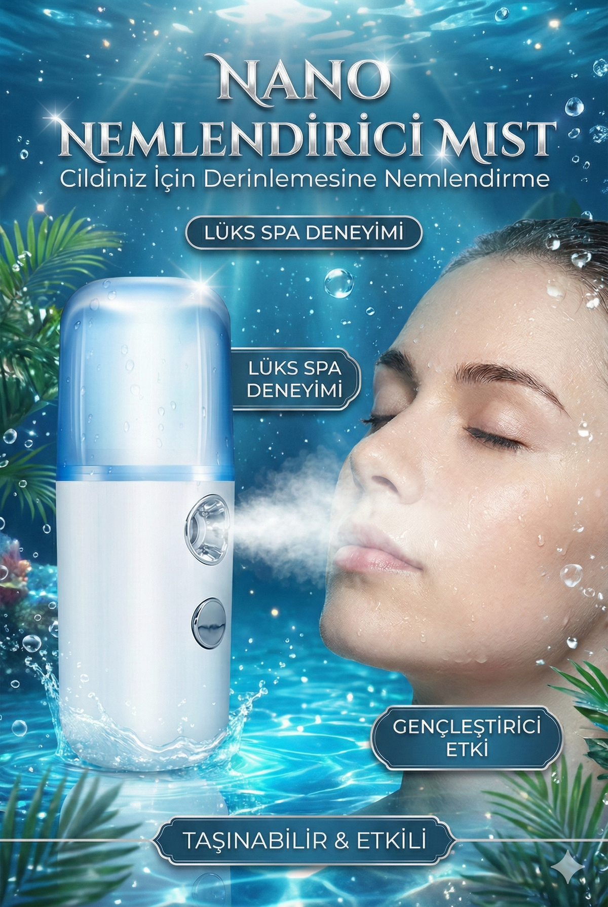 Şarjlı Mini Yüz Nemlendirici Dezenfektan Mist Sprayer