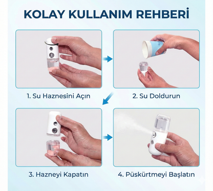 Şarjlı Mini Yüz Nemlendirici Dezenfektan Mist Sprayer