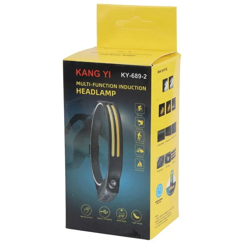 Sensörlü Far COB Led Far Şarj Edilebilir Kafa Feneri 18650 Dahili Pil Açık Hava Balıkçılık Kamp Baş Feneri Fener (5643)