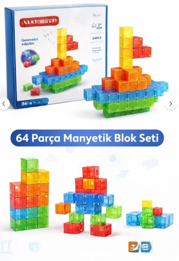SH59838 Magnet Küp Yapı Blok Seti 64 Parça