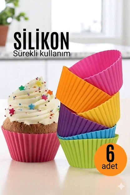 Muffin Kalıbı - Sürekli Kullanım Muffin Kek Kalıbı 6 ADET