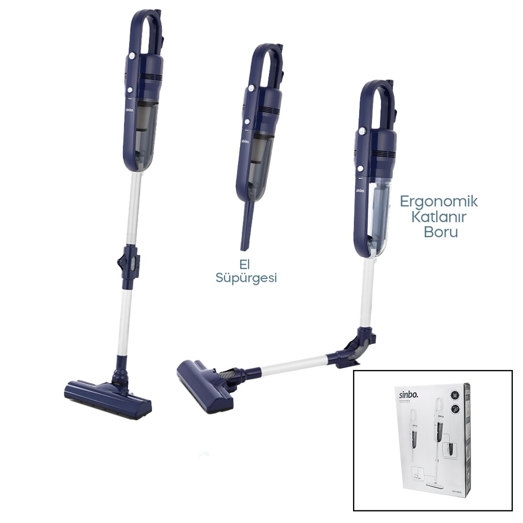 SİNBO SVC-8625 DİKEY ELEKTRİKLİ PRATİK SÜPÜRGE ERGOMİK KATLANABİLİR BORU - ESNEK HAREKET 600W MOTOR - 3 HEPA FİLTRE (5643)