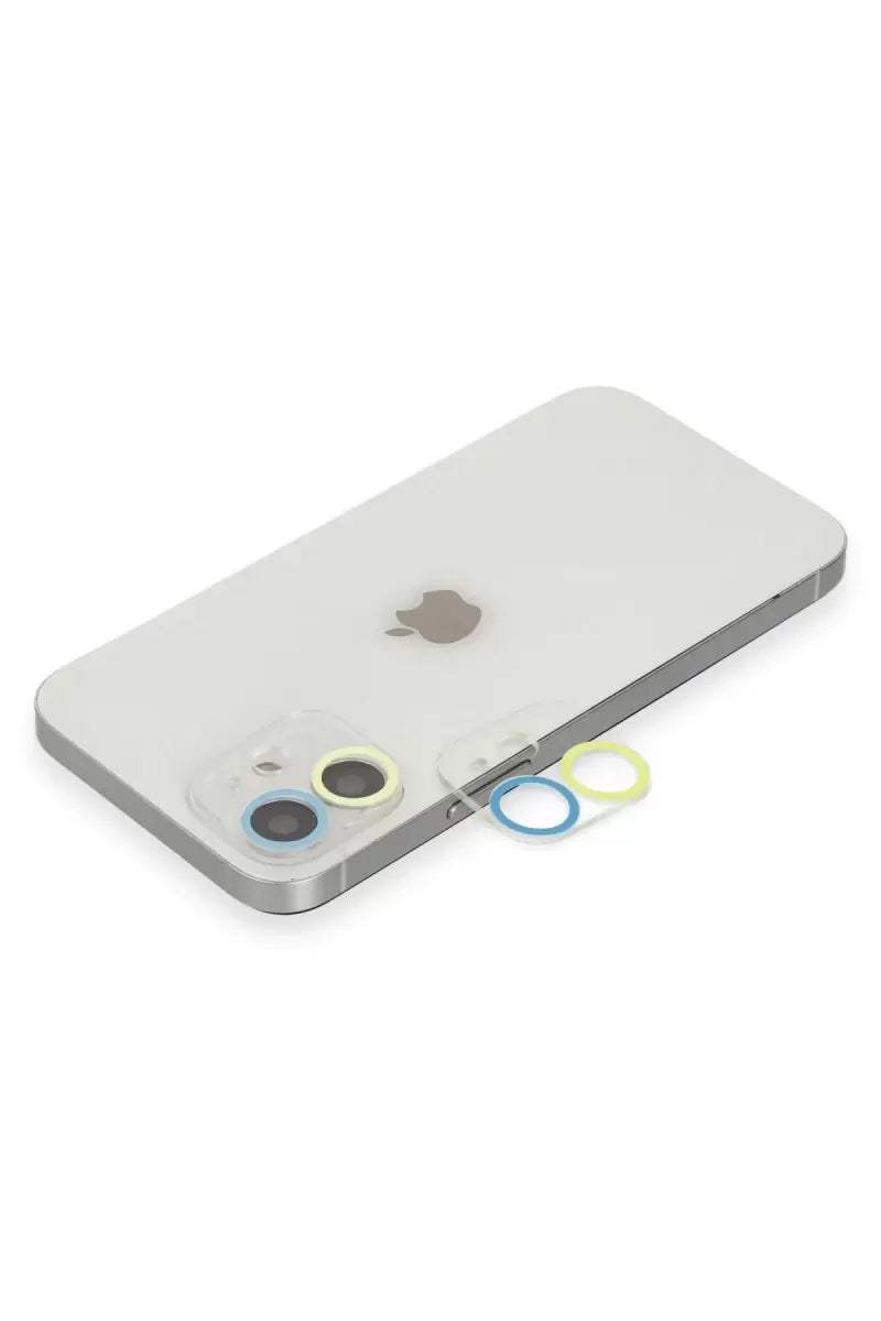 Newface Apple İphone 12 Renkli Kamera Lens Koruma Cam - Sarı-mavi