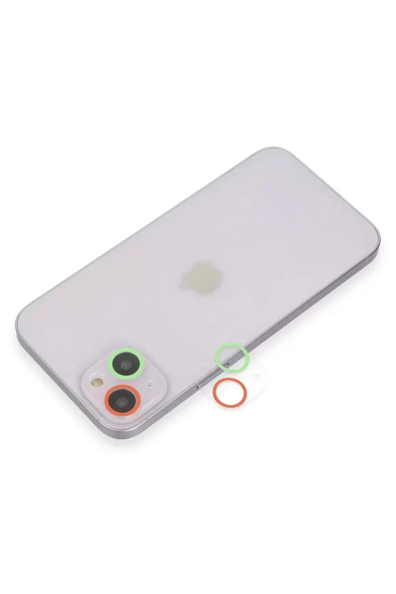 Newface Apple İphone 13 Mini Renkli Kamera Lens Koruma Cam - Yeşil-pembe