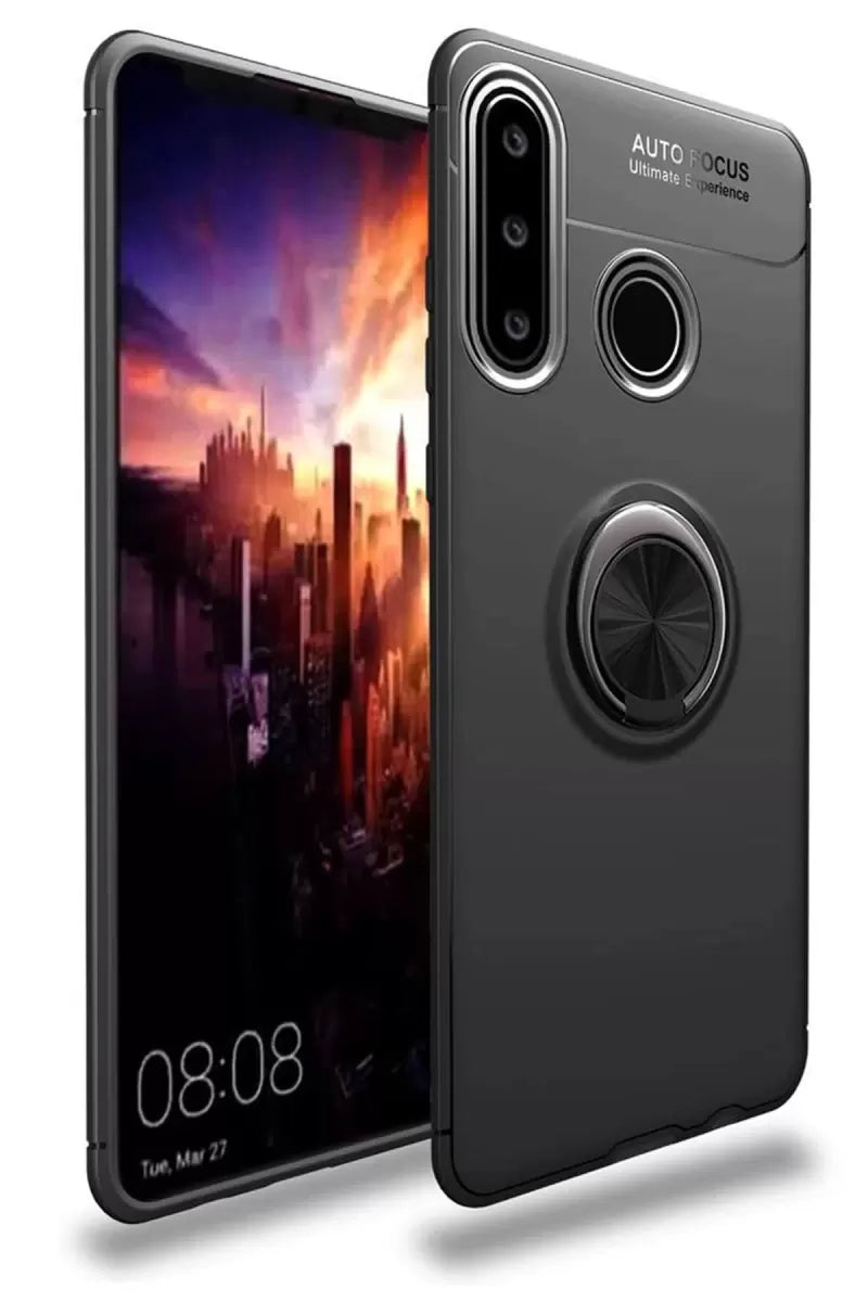 Newface Huawei Y6p Kılıf Range Yüzüklü Silikon - Siyah