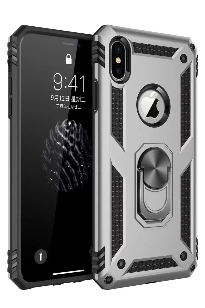 Newface Apple İphone Xs Max Kılıf Sofya Yüzüklü Silikon Kapak - Gümüş