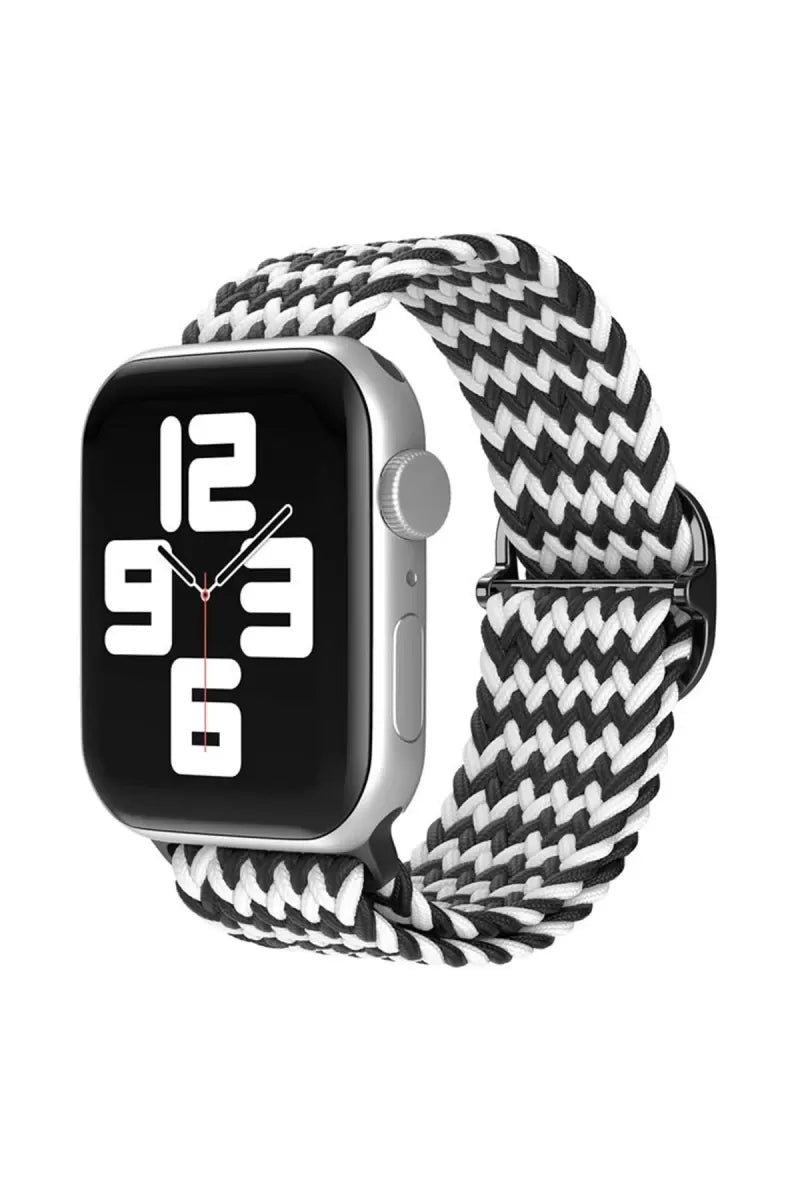 Newface Apple Watch 38mm Star Kordon - Zigzag Siyah-beyaz