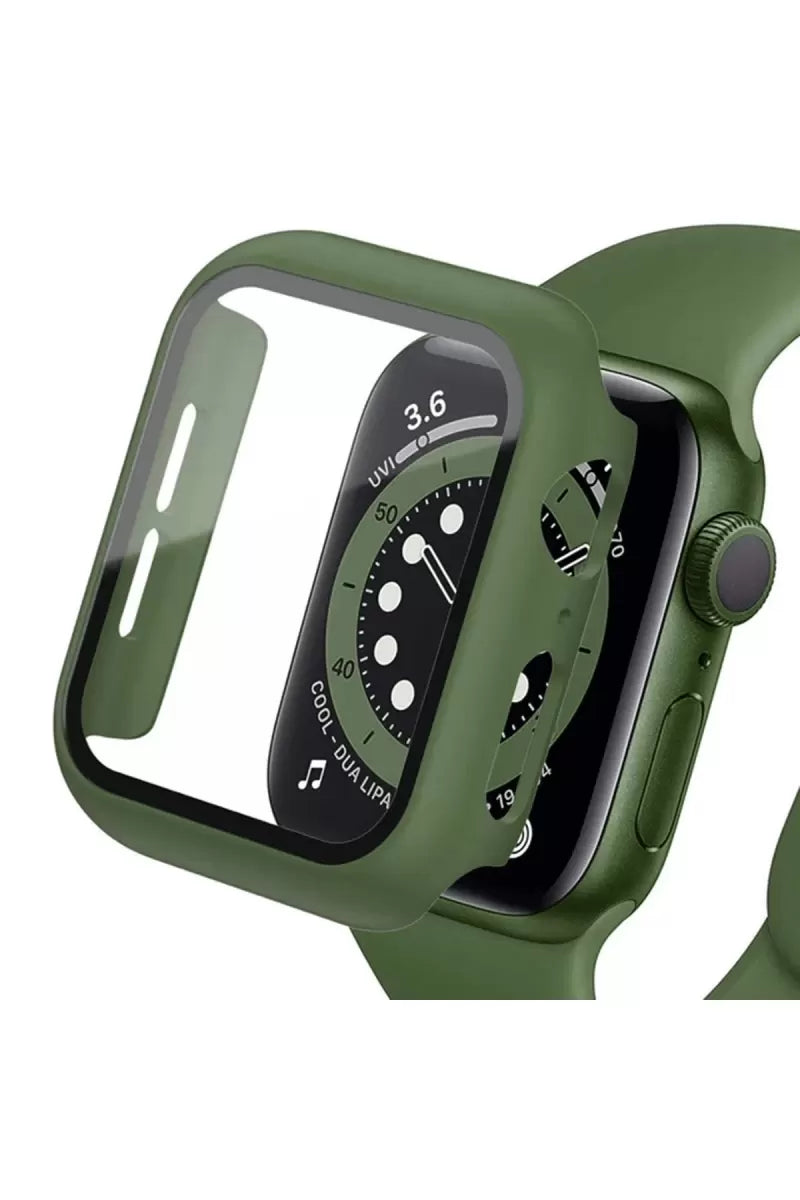 Newface Apple Watch 41mm Camlı Kasa Ekran Koruyucu - Koyu Yeşil
