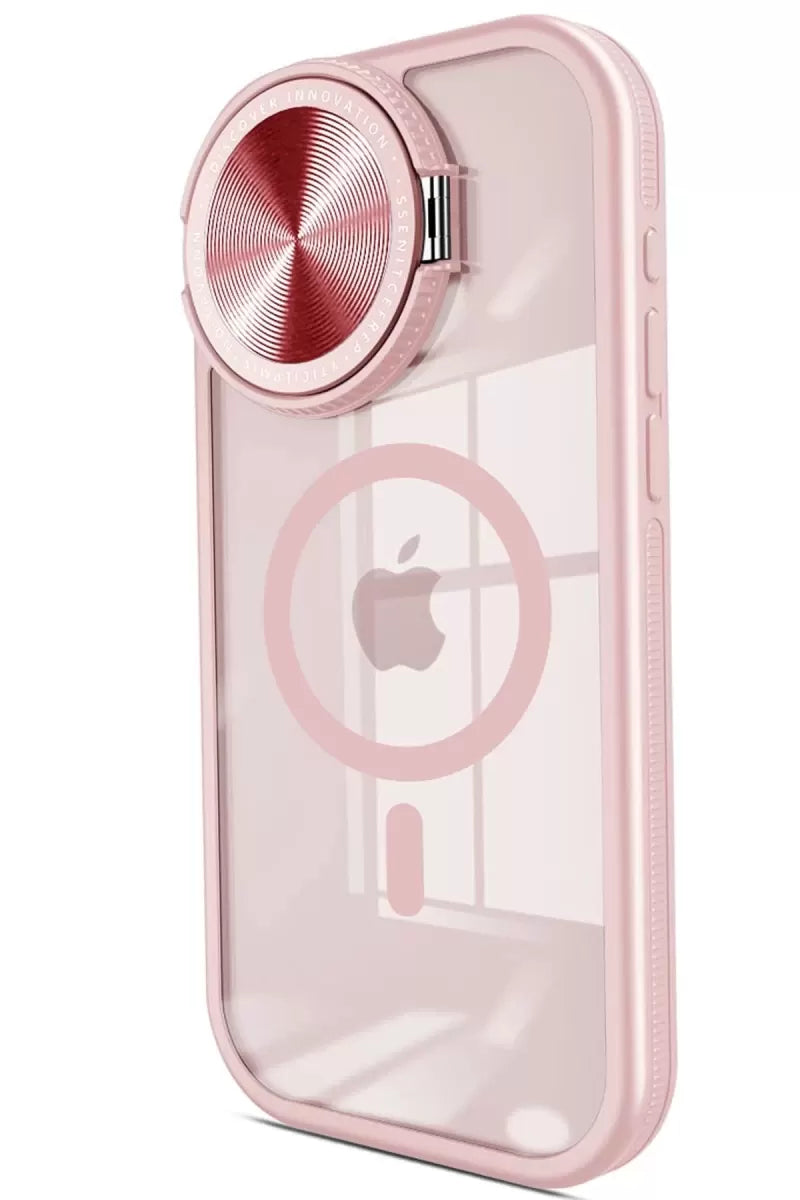 Newface Apple İphone 15 Pro Kılıf Teleskop Lens Magsafe Silikon Kapak - Pembe