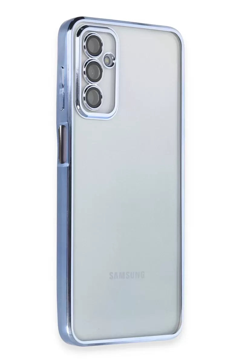 Newface Samsung Galaxy M23 Kılıf Razer Lensli Silikon - Açık Mavi