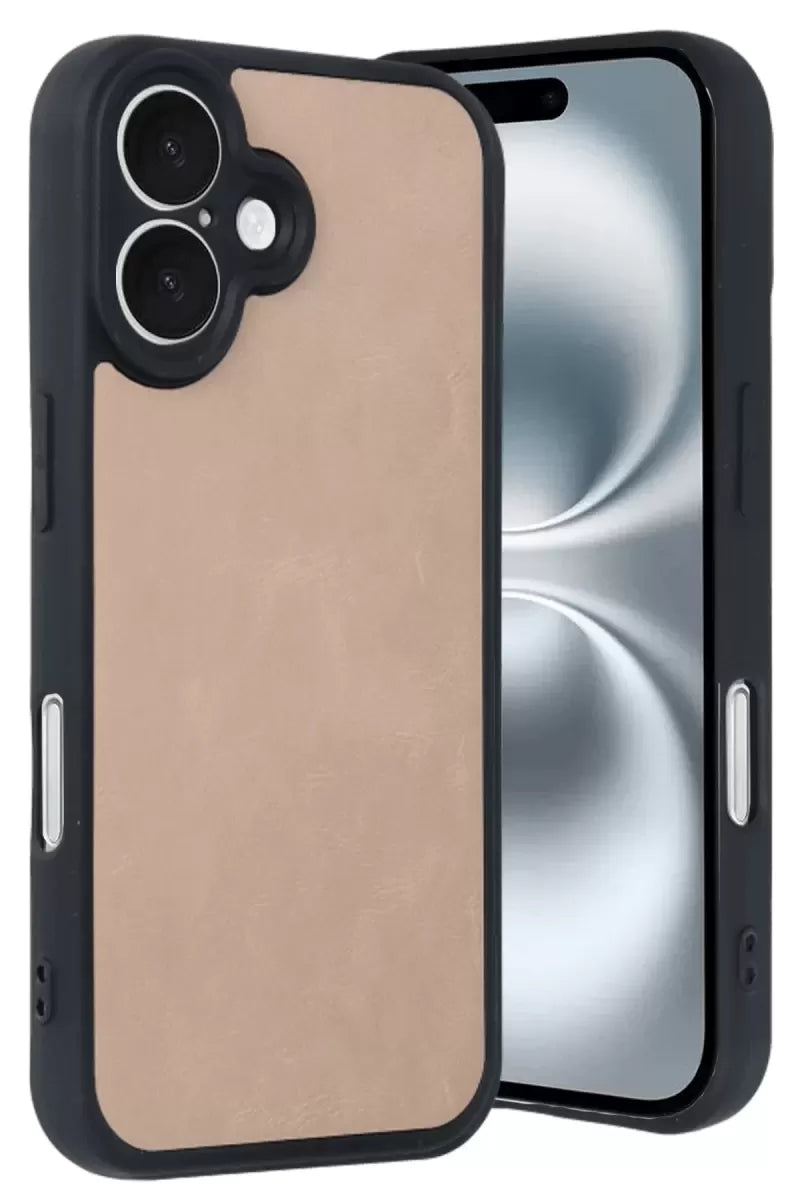 Newface Apple İphone 16 Kılıf Aras Deri Kapak - Pudra
