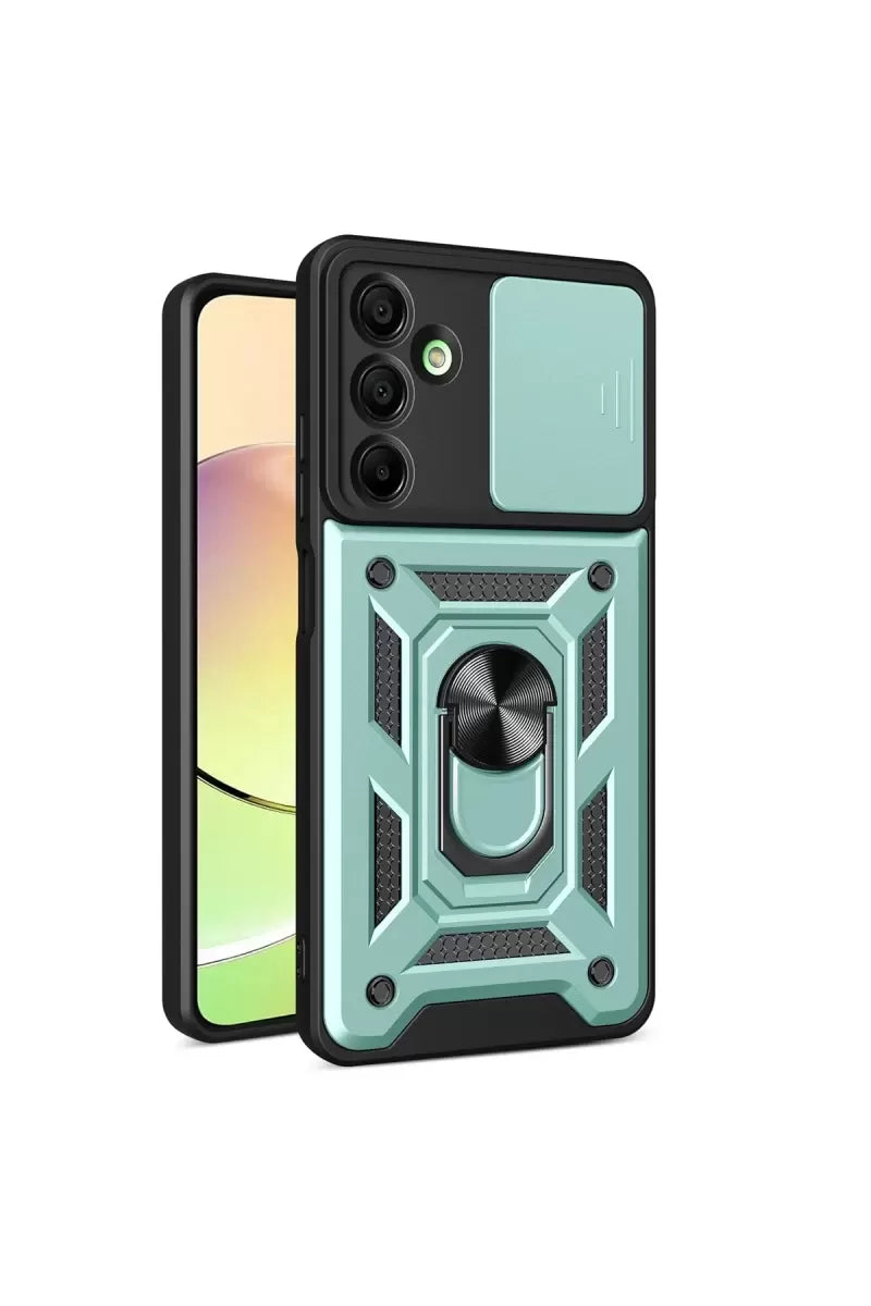 Newface Samsung Galaxy A16 5g Kılıf Pars Lens Yüzüklü Silikon - Yeşil