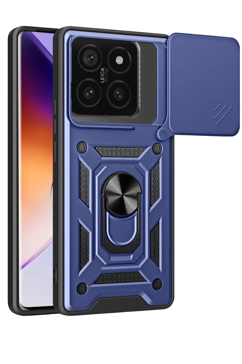 Newface Xiaomi Mi 14t Pro Kılıf Pars Lens Yüzüklü Silikon - Lacivert