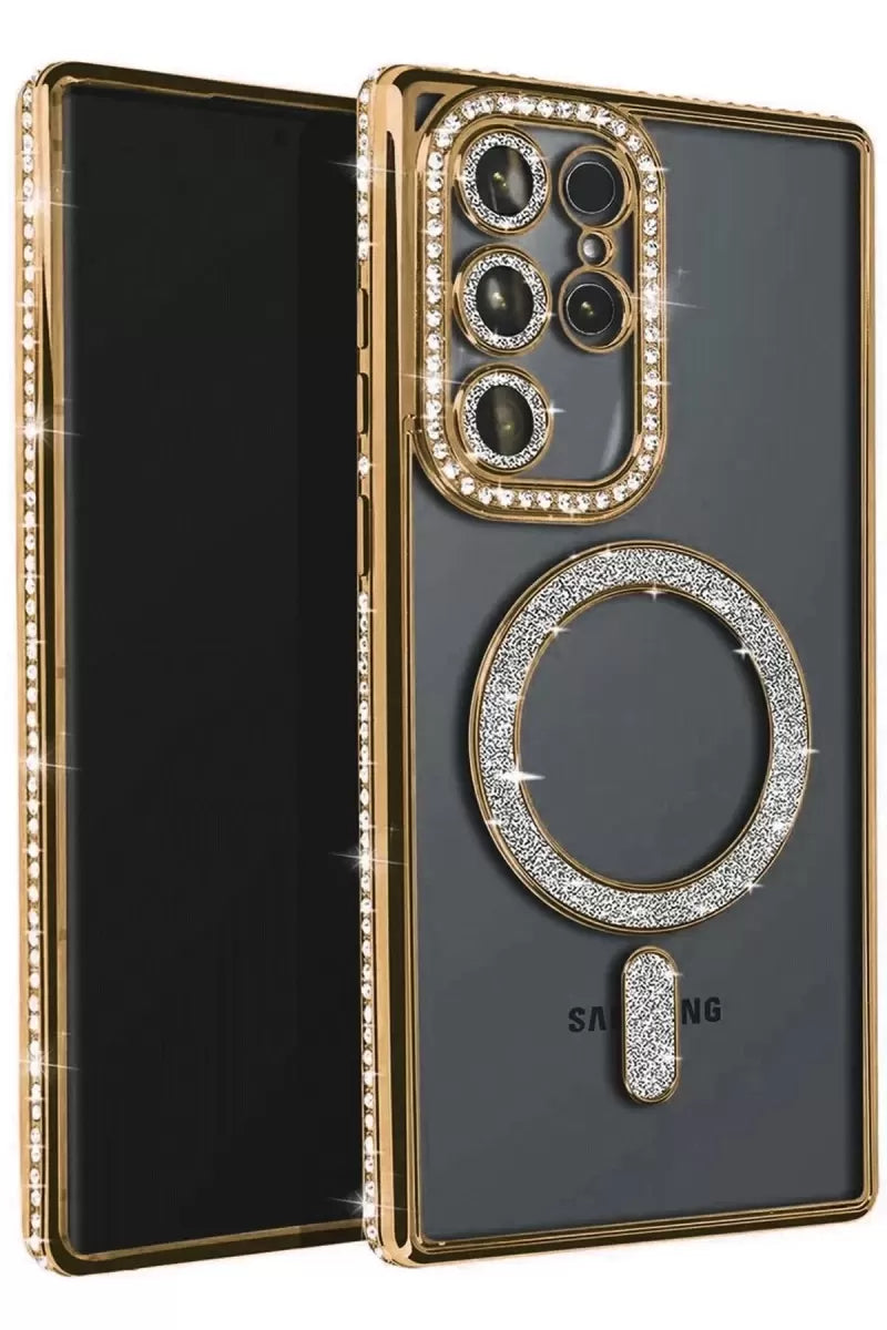 Newface Samsung Galaxy S23 Ultra Joke Simli Magneticsafe Kılıf - Gold