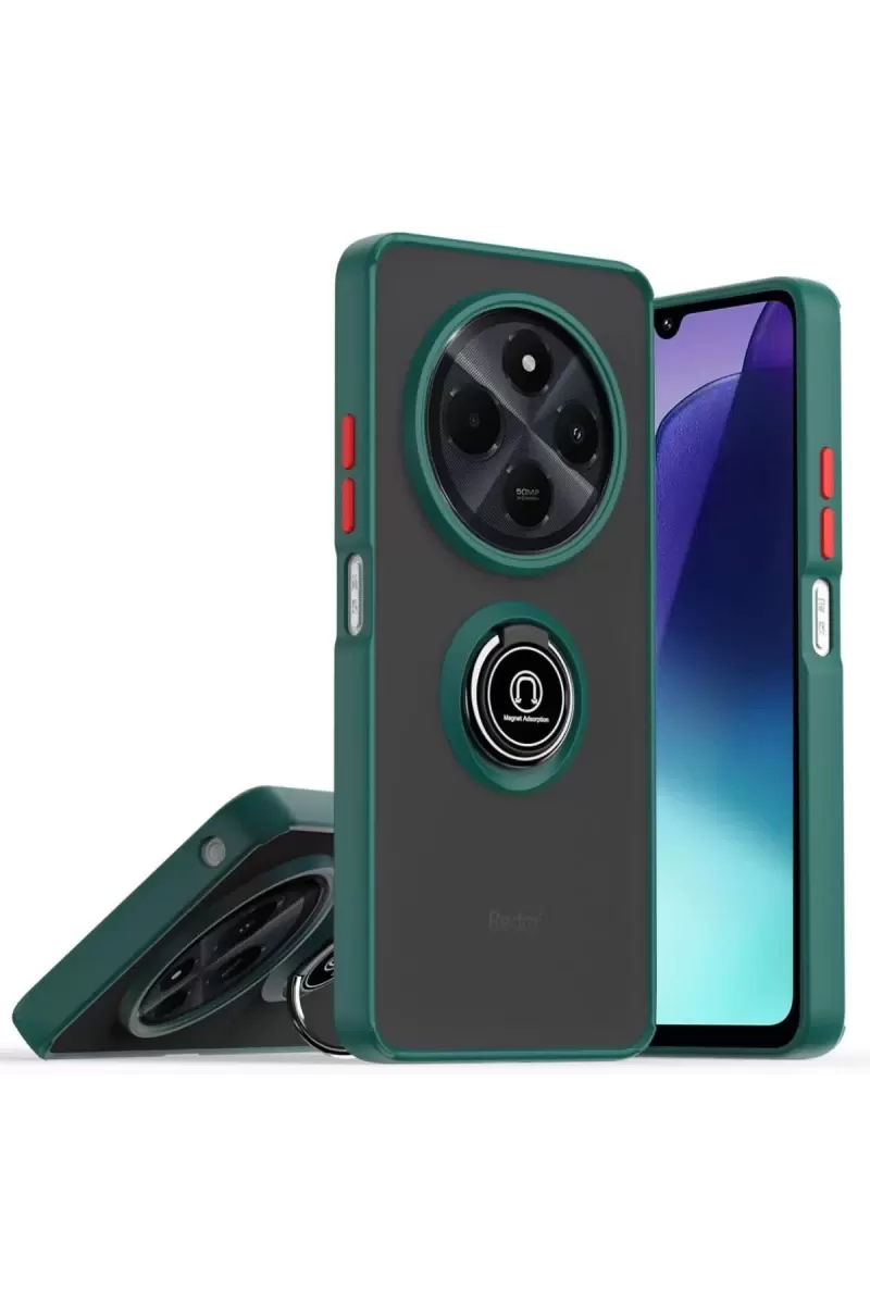 Newface Realme C75 4g Kılıf Montreal Yüzüklü Silikon Kapak - Yeşil