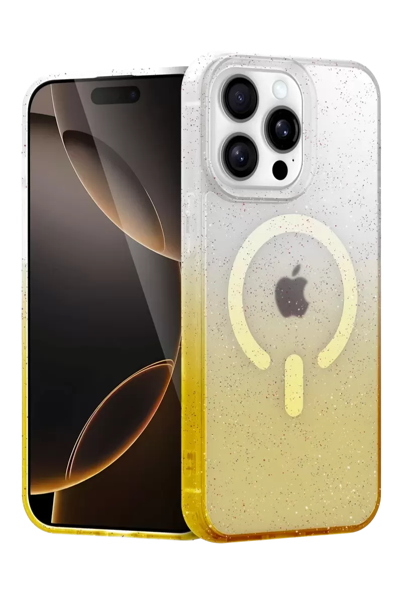 Newface Apple İphone 15 Pro Pummel Shiny Magsafe Kapak - Gold