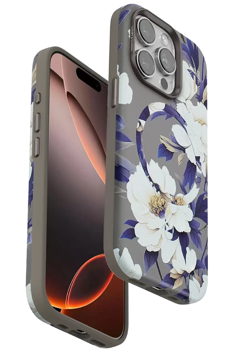 Onegif Apple İphone 15 Pro Flower Series Magsafe Kapak - Gri