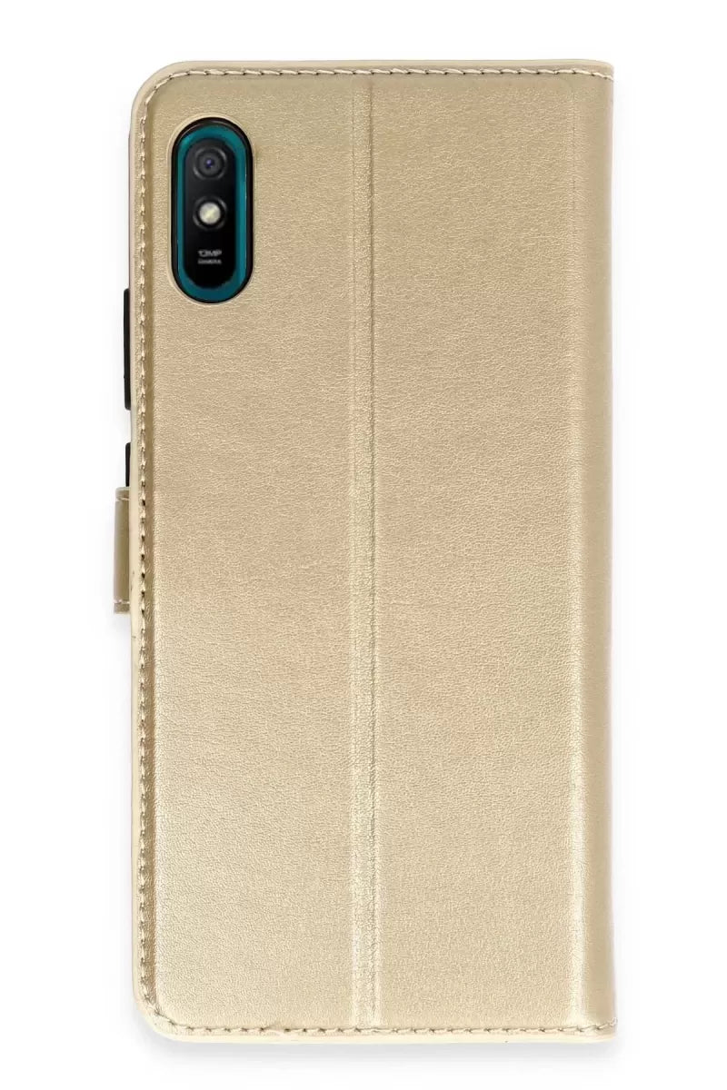 Newface Xiaomi Redmi 9a Kılıf Trend S Plus Kapaklı Kılıf - Gold