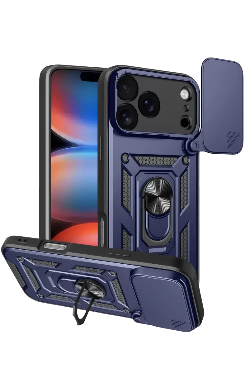 Newface Apple İphone 17 Pro Max Pars Lens Yüzüklü Silikon - Lacivert