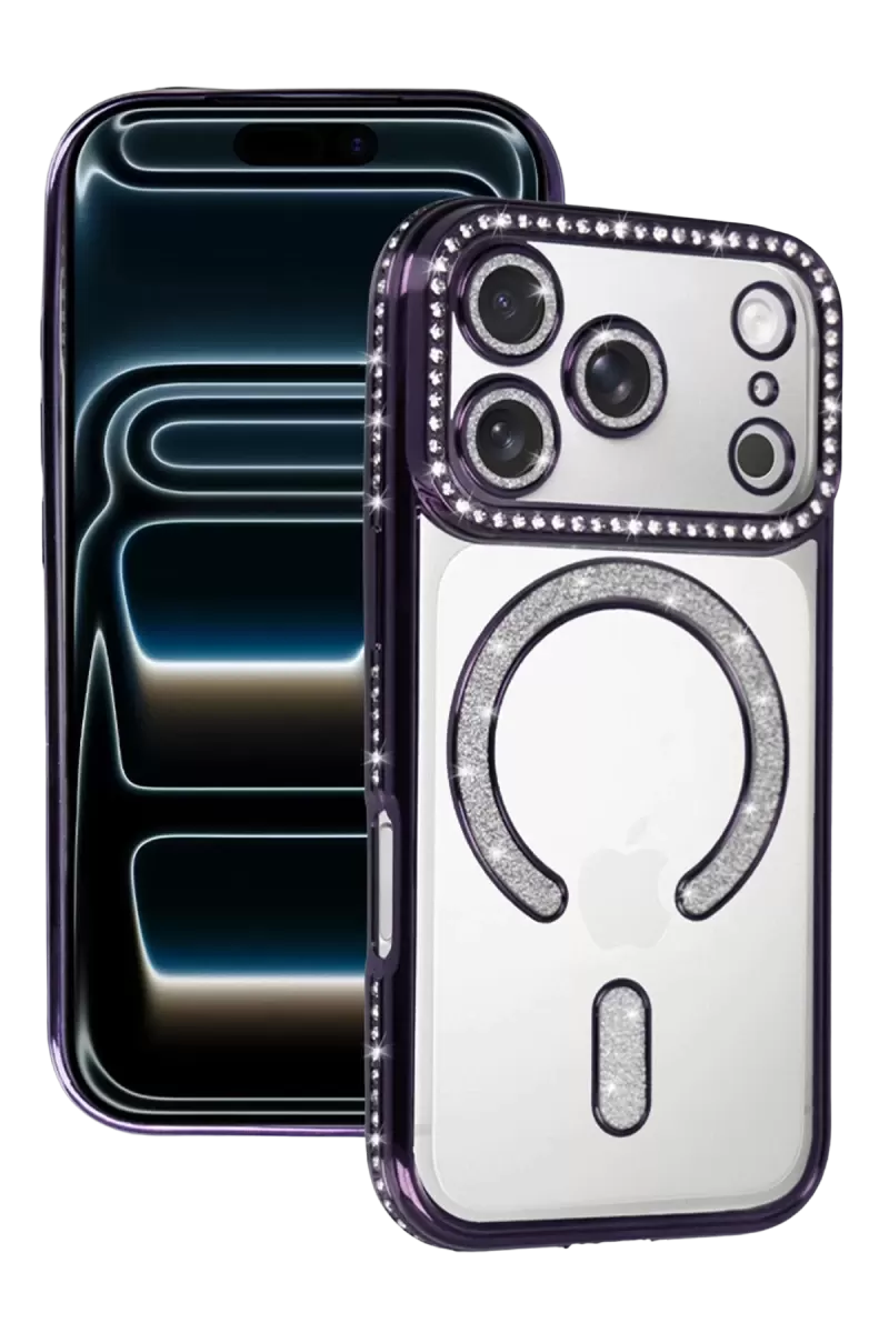Newface Apple İphone 17 Pro Max Joke Simli Magneticsafe Kılıf - Derin Mor