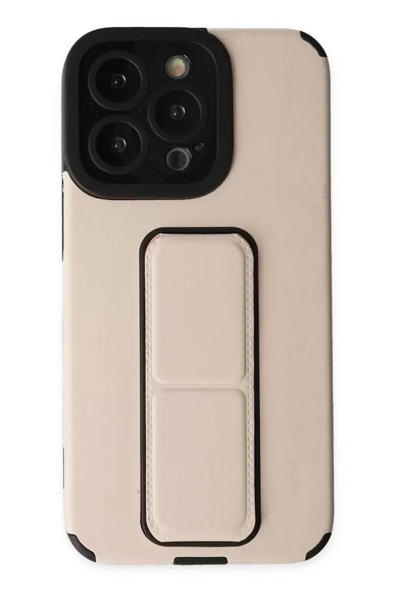 Newface Apple İphone 13 Pro Max Kılıf Mega Standlı Silikon - Gold