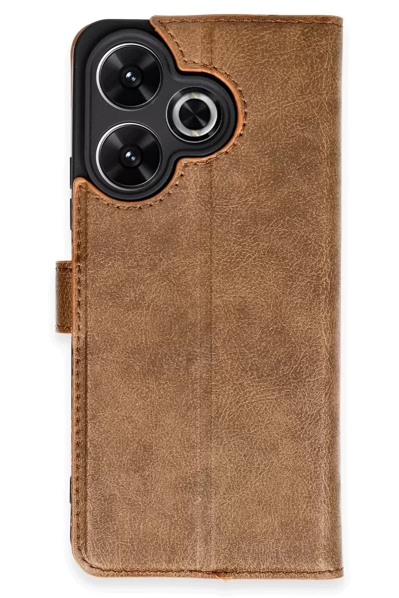 Newface Xiaomi Redmi 13 4g Kılıf Trend S Plus Kapaklı Kılıf - Taba