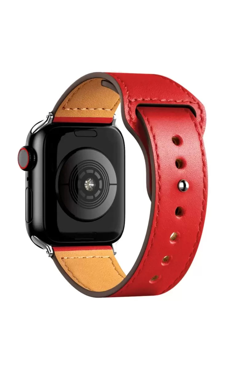 Newface Apple Watch 38mm Kr415 Luaz Deri Kordon - Kırmızı