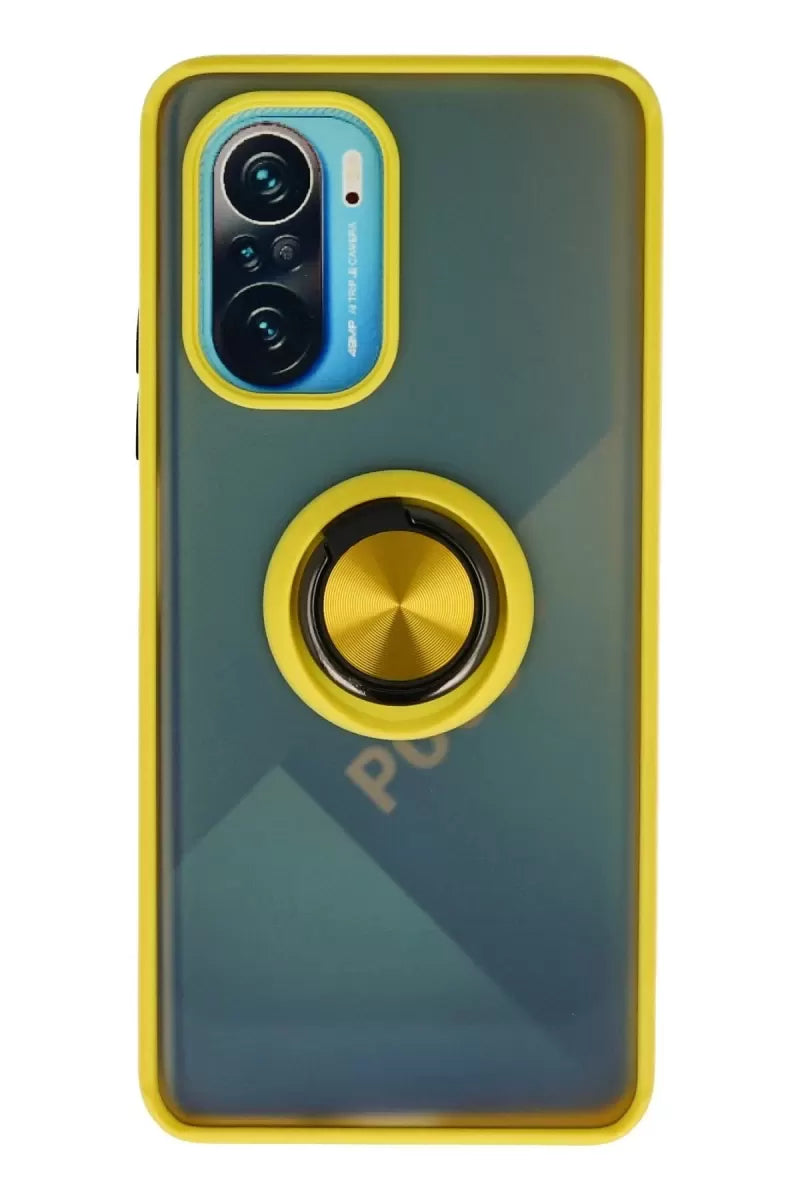 Newface Xiaomi Redmi K40 Kılıf Montreal Yüzüklü Silikon Kapak - Sarı