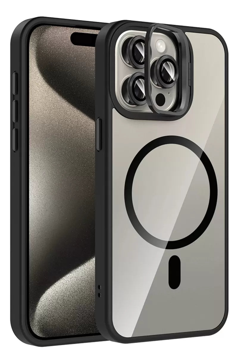 Joko Apple İphone 14 Pro Max Remim Lensli Magsafe Standlı Kapak - Siyah