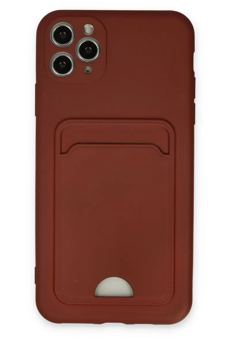 Newface Apple İphone 11 Pro Max Kılıf Kelvin Kartvizitli Silikon - Bordo