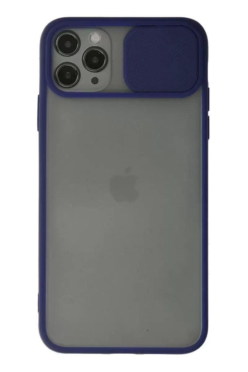Newface Apple İphone 11 Pro Max Kılıf Palm Buzlu Kamera Sürgülü Silikon - Lacivert