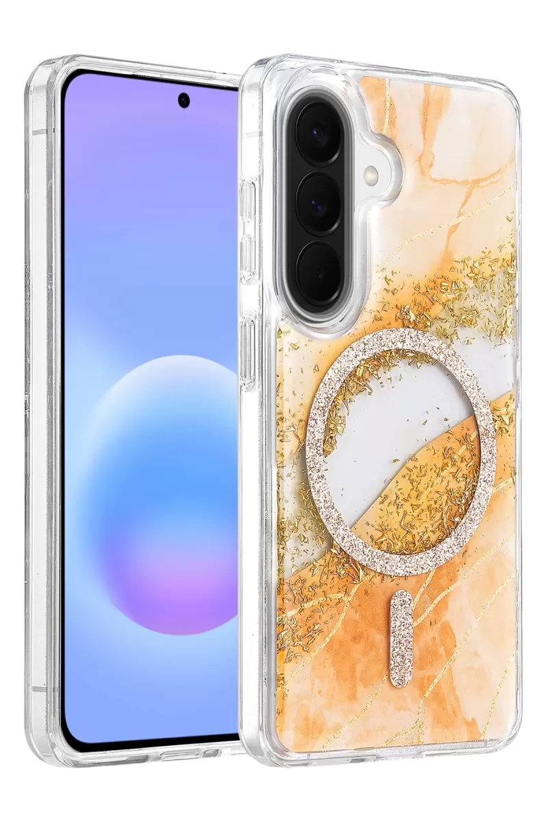 Onegif Samsung Galaxy A37 5g Lotus Simli Magsafe Kapak - Turuncu