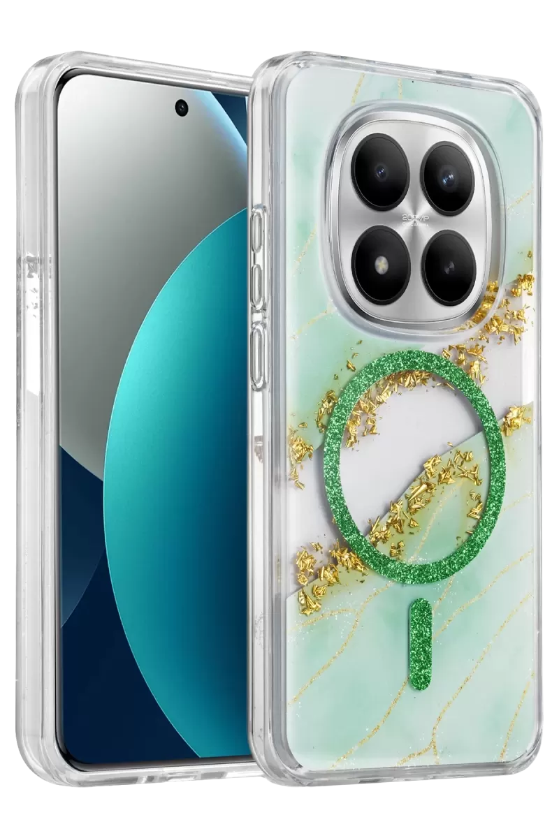 Onegif Xiaomi Redmi Note 15 4g Lotus Simli Magsafe Kapak - Yeşil
