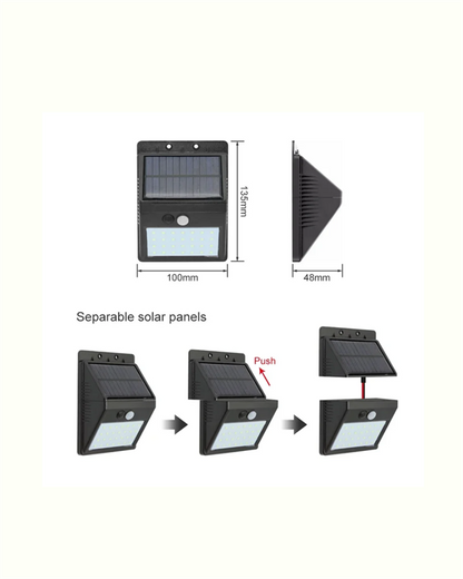 Hareket Sensörlü Solar Lamba | 120° Algılama Açısı, 3-4 Metre Mesafe, Suya Dayanıklı LED