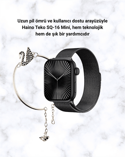 SQ-16 Mini Series 10 Akıllı Saat | Şık ve Hafif Tasarım, 3 Kordon Seçeneği